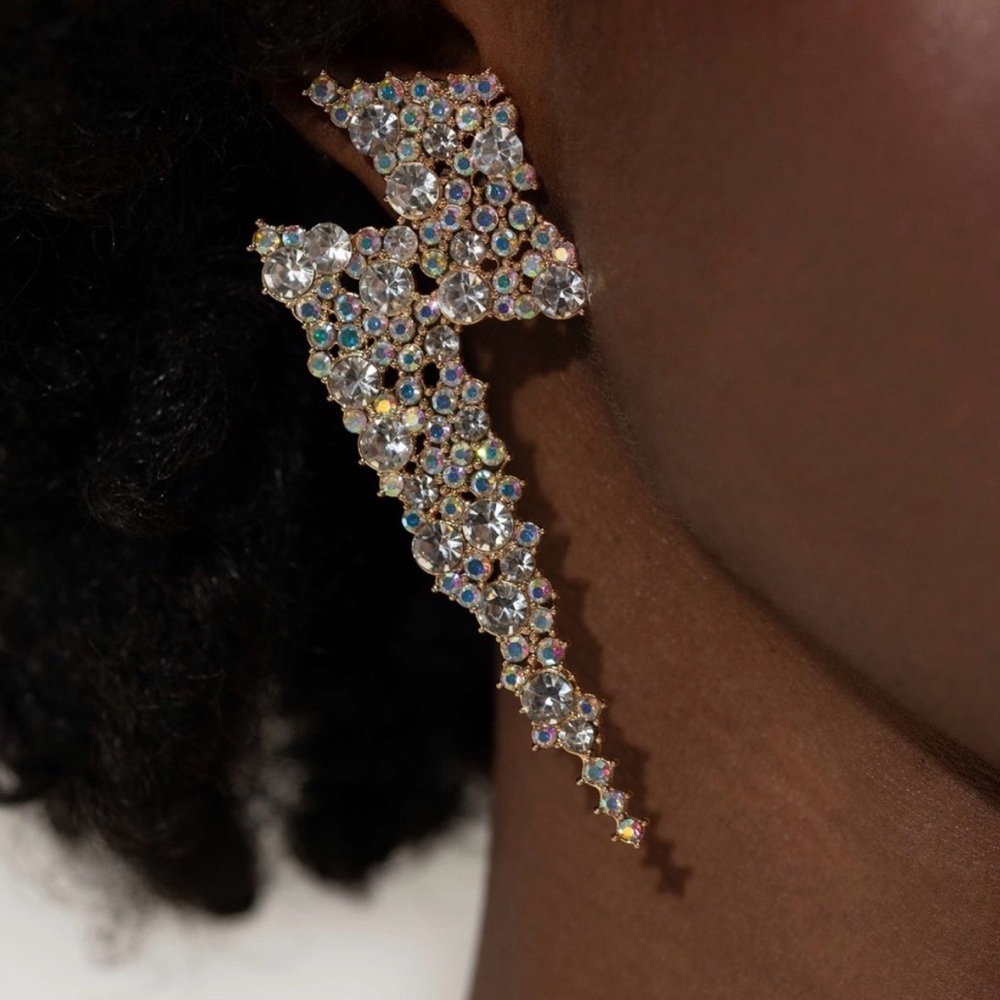 Elegant Crystal Lightning Bolt Earrings